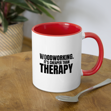 Load image into Gallery viewer, Cheaper Than Therapy Contrast Coffee Mug - white/red
