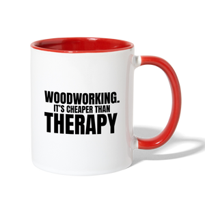 Cheaper Than Therapy Contrast Coffee Mug - white/red