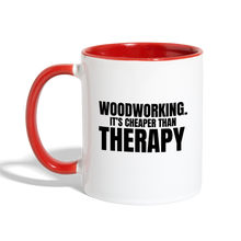 Load image into Gallery viewer, Cheaper Than Therapy Contrast Coffee Mug - white/red
