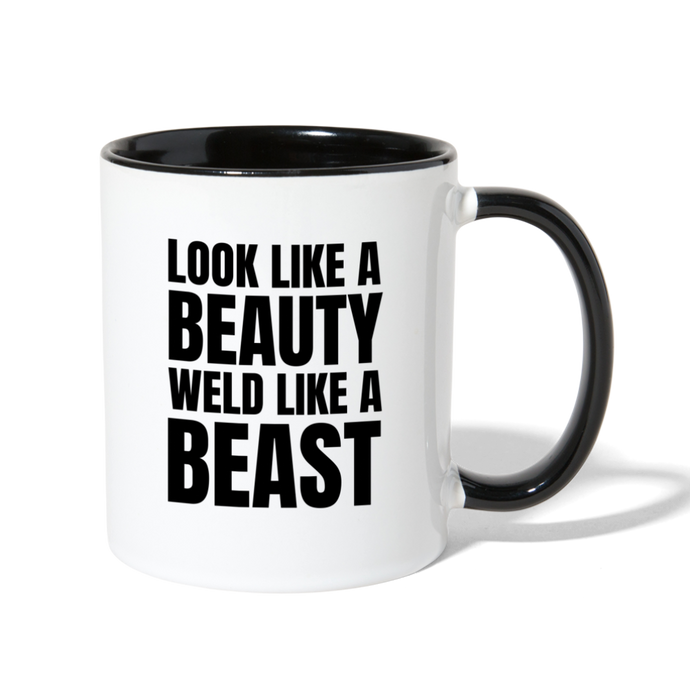 Weld Like a Beast Contrast Coffee Mug - white/black