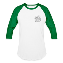 Load image into Gallery viewer, TJT Workshop 3/4 Sleeve Raglan T-Shirt - white/kelly green
