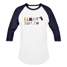 Load image into Gallery viewer, Bernie&#39;s Builds 3/4 Sleeve Raglan T-Shirt - white/navy
