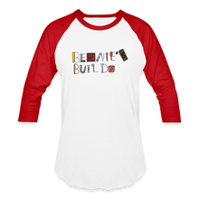 Load image into Gallery viewer, Bernie&#39;s Builds 3/4 Sleeve Raglan T-Shirt - white/red
