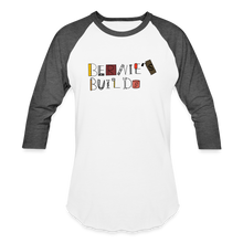 Load image into Gallery viewer, Bernie&#39;s Builds 3/4 Sleeve Raglan T-Shirt - white/charcoal
