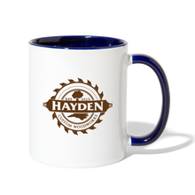 Load image into Gallery viewer, Hayden Custom Woodworks Contrast Coffee Mug - white/cobalt blue
