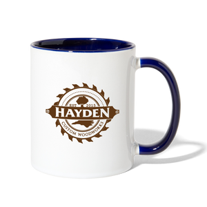 Hayden Custom Woodworks Contrast Coffee Mug - white/cobalt blue