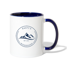 Load image into Gallery viewer, Easty&#39;s Woodshop Contrast Coffee Mug - white/cobalt blue
