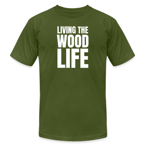 Living The Wood Life Premium T-Shirt by Bella + Canvas - olive
