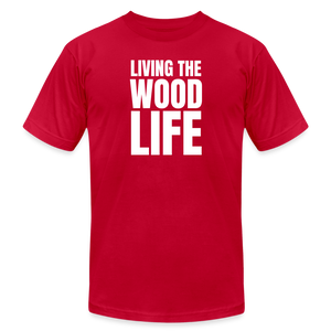Living The Wood Life Premium T-Shirt by Bella + Canvas - red