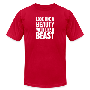 Weld Like a Beast Premium T-Shirt - red