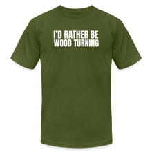 Load image into Gallery viewer, Rather Wood Turning Premium T-Shirt - olive
