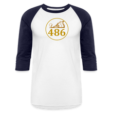 Load image into Gallery viewer, 486 Woodworks 3/4 Sleeve Raglan T-Shirt - white/navy
