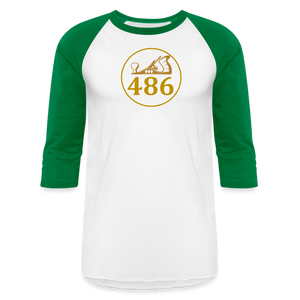486 Woodworks 3/4 Sleeve Raglan T-Shirt - white/kelly green