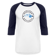 Load image into Gallery viewer, NoCo Wood and Resin 3/4 Sleeve Raglan T-Shirt - white/navy
