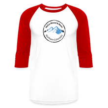 Load image into Gallery viewer, NoCo Wood and Resin 3/4 Sleeve Raglan T-Shirt - white/red
