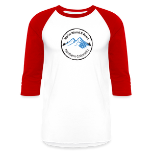 NoCo Wood and Resin 3/4 Sleeve Raglan T-Shirt - white/red