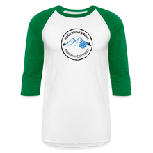 Load image into Gallery viewer, NoCo Wood and Resin 3/4 Sleeve Raglan T-Shirt - white/kelly green
