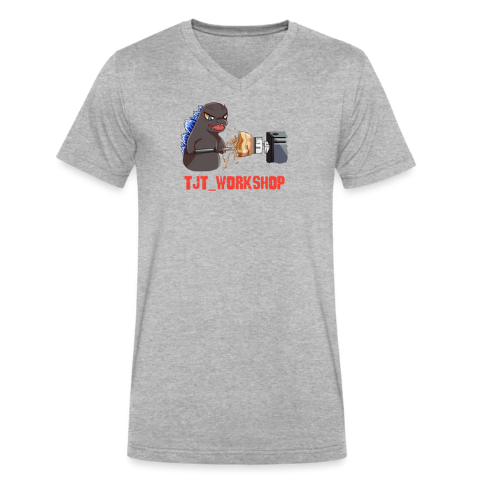 TJT Workshop Godzilla V-Neck T-Shirt - heather gray