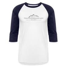 Load image into Gallery viewer, Created Workshop Raglan 3/4 Sleeve T-Shirt - white/navy
