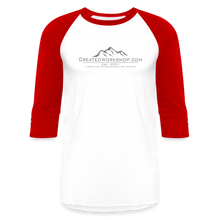 Load image into Gallery viewer, Created Workshop Raglan 3/4 Sleeve T-Shirt - white/red
