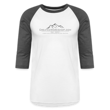 Load image into Gallery viewer, Created Workshop Raglan 3/4 Sleeve T-Shirt - white/charcoal
