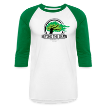 Load image into Gallery viewer, Beyond the Grain Raglan 3/4 Sleeve T-Shirt - white/kelly green
