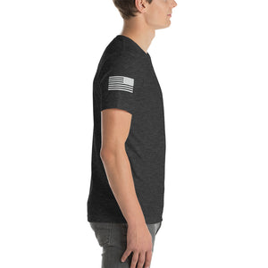 Valhalla Woodworks Premium T-Shirt (front and back logo, sleeve flag)